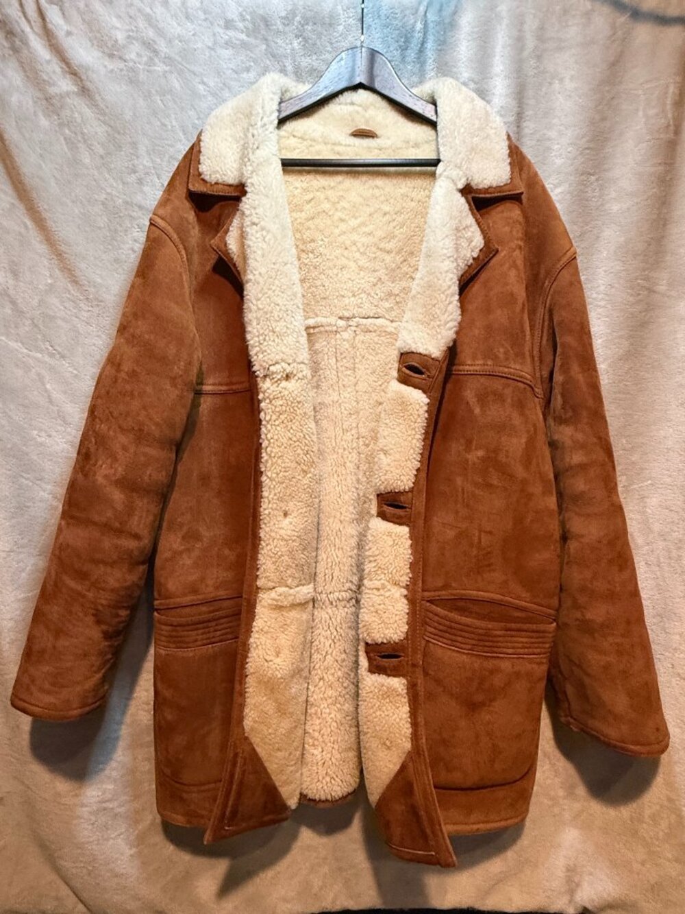 Vintage Georgetown Leather Shearling Coat Brown Suede Sheepskin Jacket L / XL